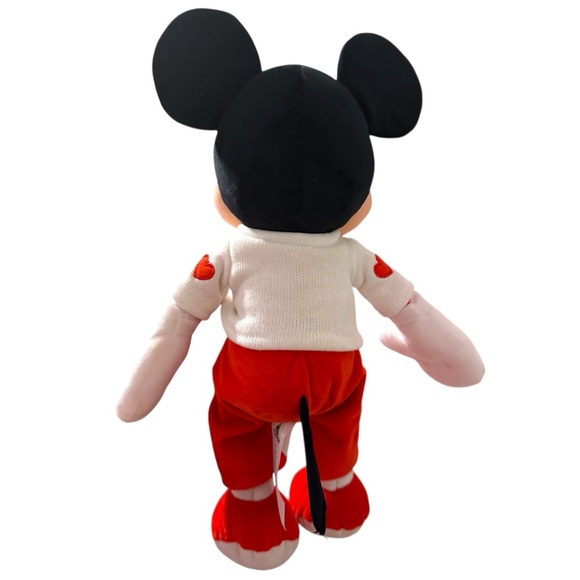 Disney Store Mickey Mouse Valentine Plush Red White Sweater Hearts Plush - Picture 4 of 10